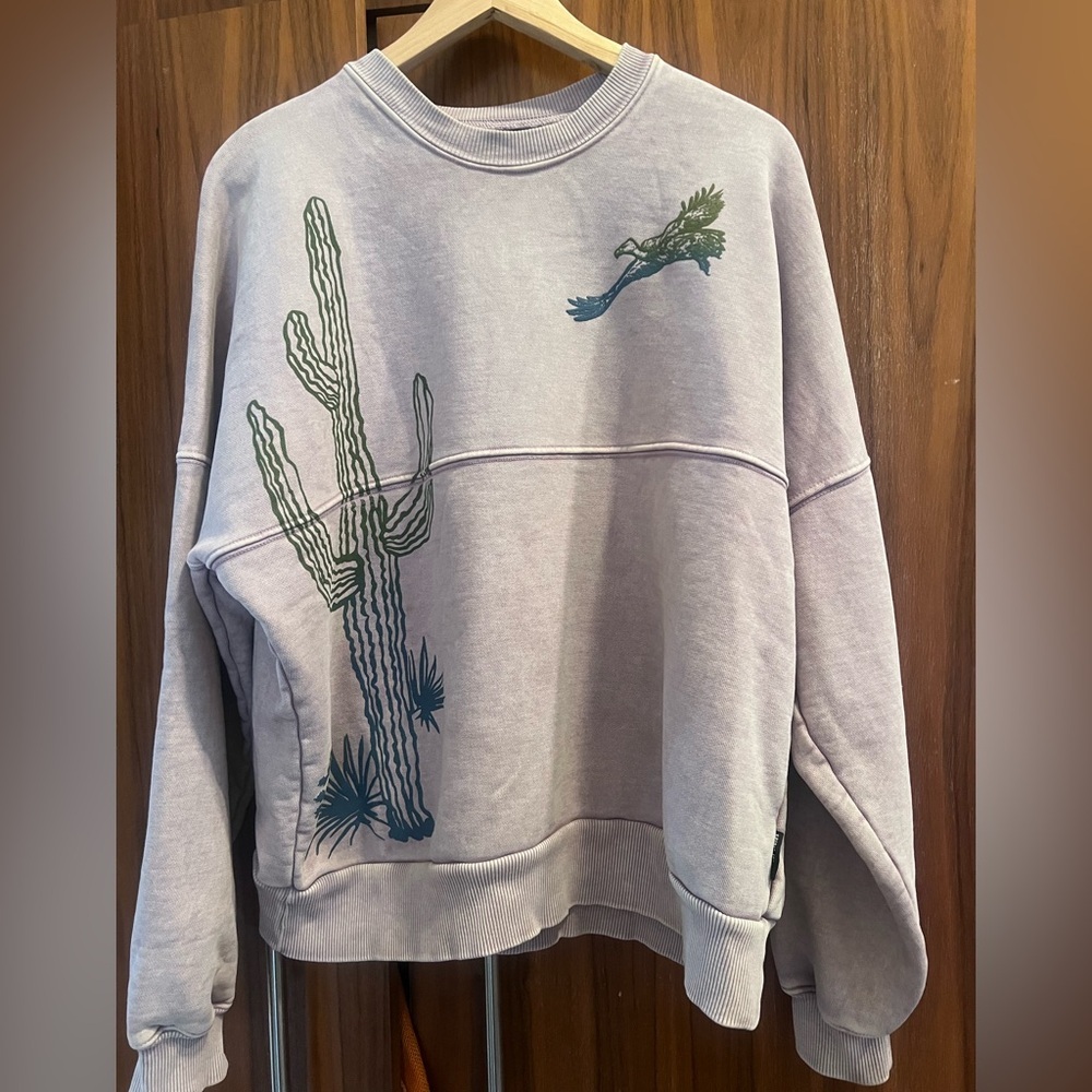 Lilac Sweatshirt with Cactus and Bird Design - Picture 1 of 3